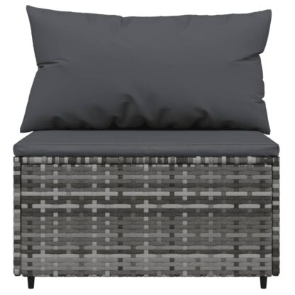 4-tlg. Garten-Lounge-Set mit Kissen Grau Poly Rattan - Image 7