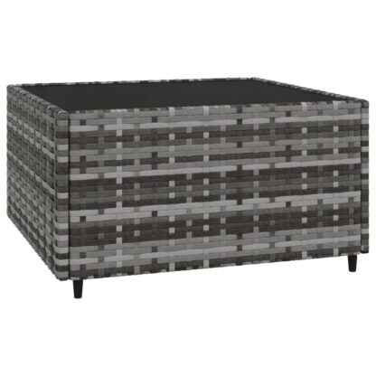 4-tlg. Garten-Lounge-Set mit Kissen Grau Poly Rattan - Image 8