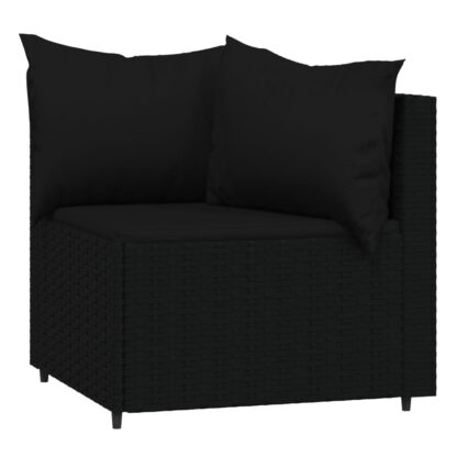 4-tlg. Garten-Lounge-Set mit Kissen Schwarz Poly Rattan - Image 4