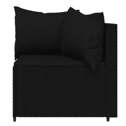 4-tlg. Garten-Lounge-Set mit Kissen Schwarz Poly Rattan - Image 5