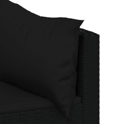 4-tlg. Garten-Lounge-Set mit Kissen Schwarz Poly Rattan - Image 6