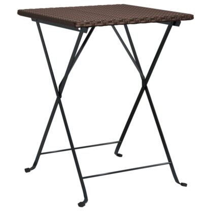 3-tlg. Bistro-Set Klappbar Braun Poly Rattan - Image 5