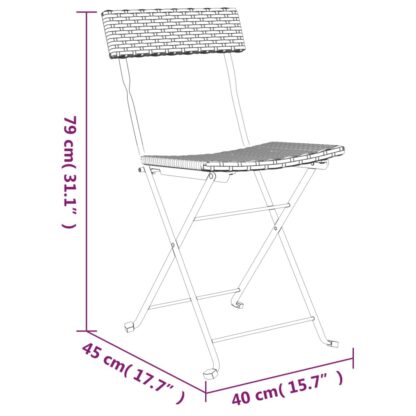 3-tlg. Bistro-Set Klappbar Braun Poly Rattan - Image 11