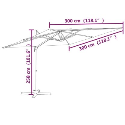 Ampelschirm mit Aluminium-Mast Schwarz 300x300 cm - Image 10
