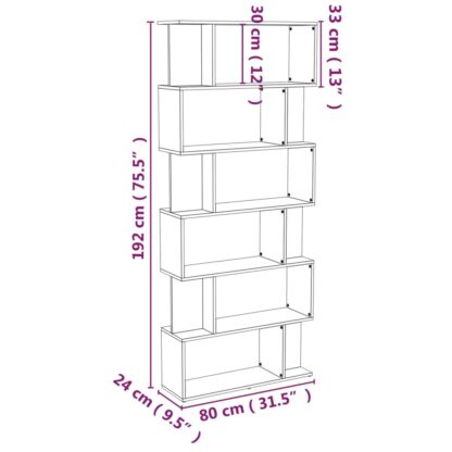 Bücherregal/Raumteiler Grau Sonoma 80x24x192 cm Holzwerkstoff - Image 8
