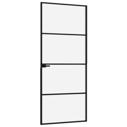 Innentür Schwarz 76x201,5 cm Hartglas & Aluminium Schlank - Image 4