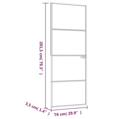 Innentür Schwarz 76x201,5 cm Hartglas & Aluminium Schlank - Image 8