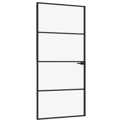 Innentür Schwarz 93x201,5 cm Hartglas & Aluminium Schlank - Image 2