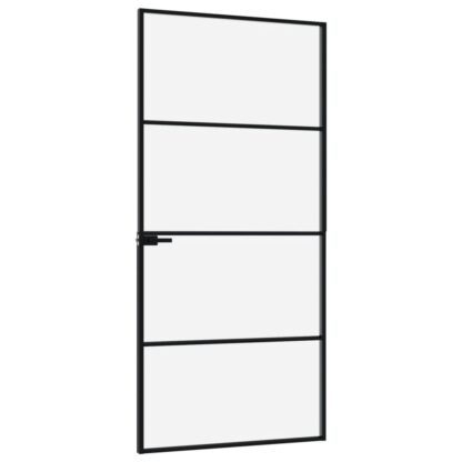 Innentür Schwarz 93x201,5 cm Hartglas & Aluminium Schlank - Image 4