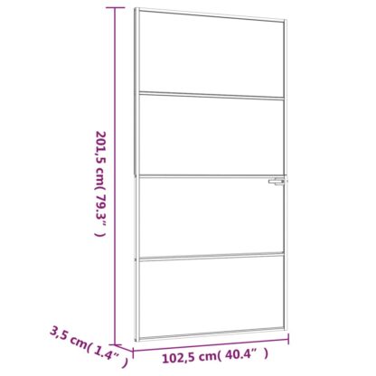 Innentür Schwarz 102x201,5 cm Hartglas & Aluminium Schlank - Image 8