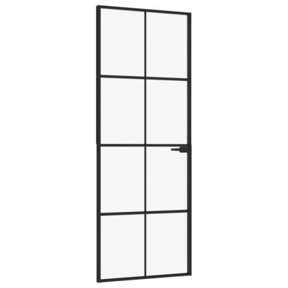 Innentür Schwarz 76x201,5 cm Hartglas & Aluminium Schlank - Image 2