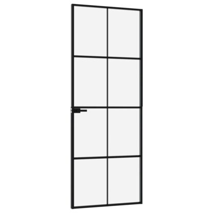Innentür Schwarz 76x201,5 cm Hartglas & Aluminium Schlank - Image 4