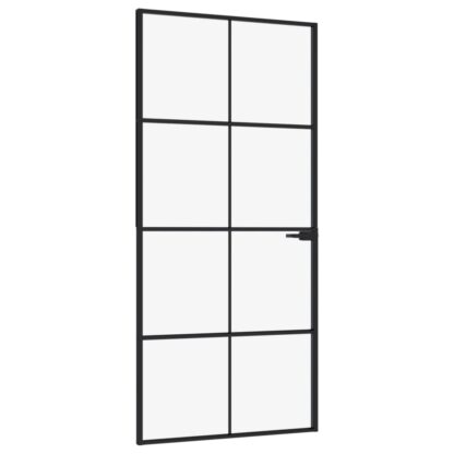 Innentür Schwarz 93x201,5 cm Hartglas & Aluminium Schlank - Image 2