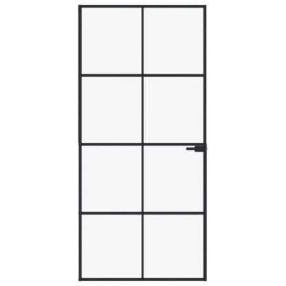 Innentür Schwarz 93x201,5 cm Hartglas & Aluminium Schlank - Image 3