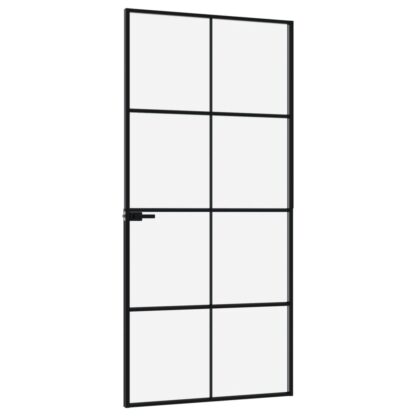 Innentür Schwarz 93x201,5 cm Hartglas & Aluminium Schlank - Image 4