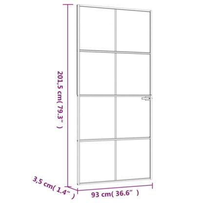 Innentür Schwarz 93x201,5 cm Hartglas & Aluminium Schlank - Image 8