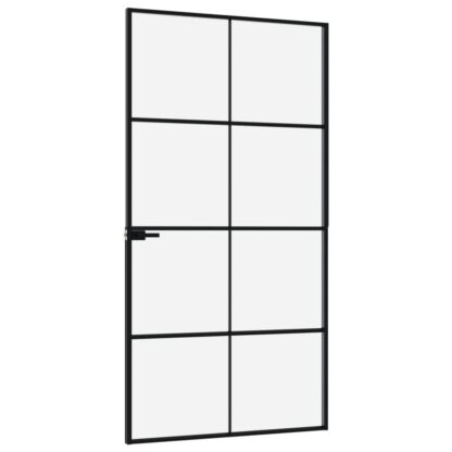 Innentür Schwarz 102x201,5 cm Hartglas & Aluminium Schlank - Image 4