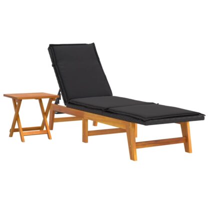 Sonnenliege mit Tisch Poly Rattan und Massivholz Akazie - Image 2