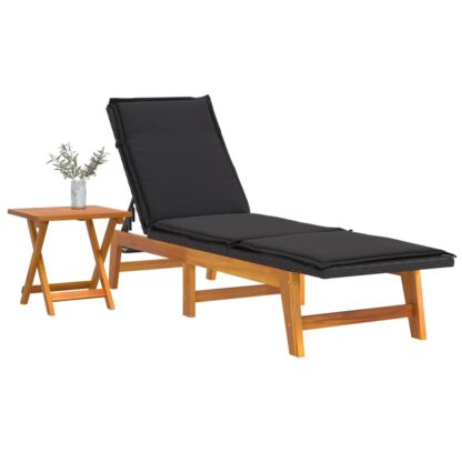 Sonnenliege mit Tisch Poly Rattan und Massivholz Akazie - Image 3