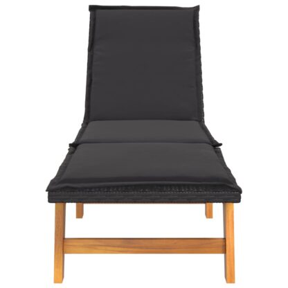 Sonnenliege mit Tisch Poly Rattan und Massivholz Akazie - Image 6