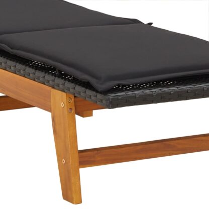 Sonnenliege mit Tisch Poly Rattan und Massivholz Akazie - Image 10