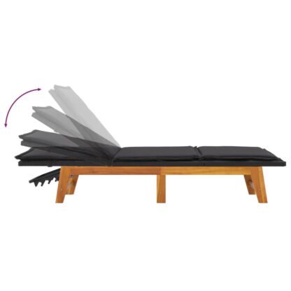 Sonnenliegen mit Auflagen 2 Stk. Poly Rattan Massivholz Akazie - Image 8