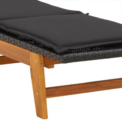 Sonnenliegen mit Auflagen 2 Stk. Poly Rattan Massivholz Akazie - Image 9