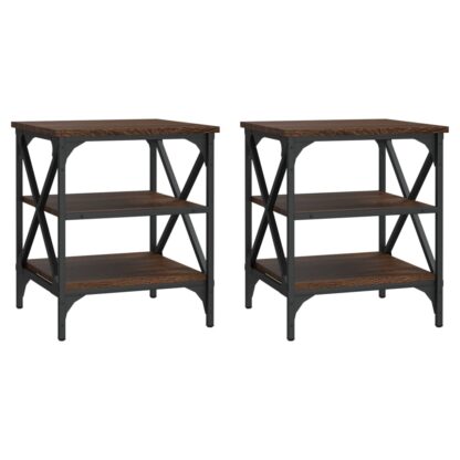 Beistelltische 2 Stk. Braun Eichen-Optik 40x42x50 cm - Image 2