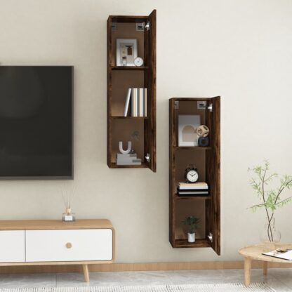TV-Wandschränke 2 Stk. Räuchereiche 30,5x30x110 cm - Image 4
