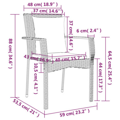 5-tlg. Garten-Essgruppe mit Kissen Grau Poly Rattan - Image 10