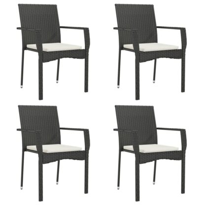 5-tlg. Garten-Essgruppe mit Kissen Schwarz Poly Rattan - Image 4