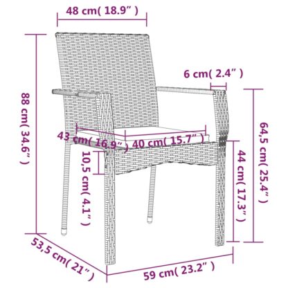 5-tlg. Garten-Essgruppe mit Kissen Schwarz Poly Rattan - Image 10