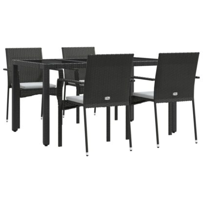 5-tlg. Garten-Essgruppe mit Kissen Schwarz Poly Rattan - Image 3