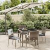5-tlg. Garten-Essgruppe mit Kissen Grau Poly Rattan
