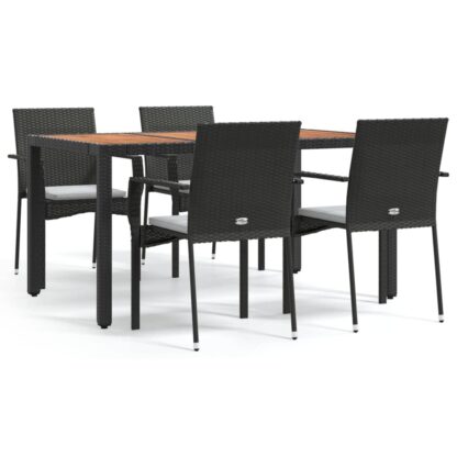 5-tlg. Garten-Essgruppe mit Kissen Schwarz Poly Rattan - Image 2