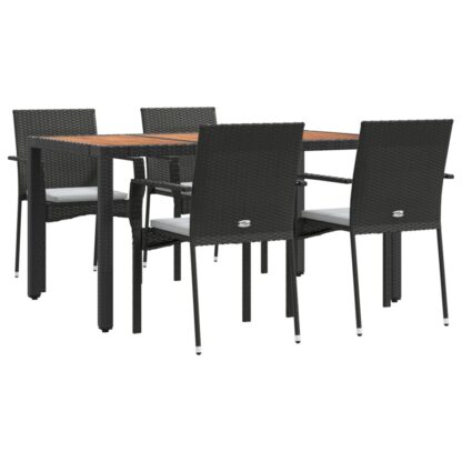 5-tlg. Garten-Essgruppe mit Kissen Schwarz Poly Rattan - Image 3