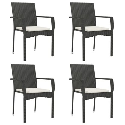 5-tlg. Garten-Essgruppe mit Kissen Schwarz Poly Rattan - Image 4