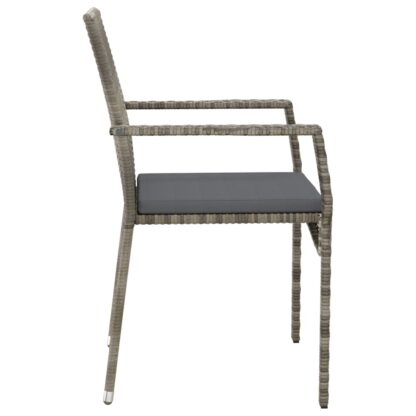 5-tlg. Garten-Essgruppe mit Kissen Grau Poly Rattan - Image 6
