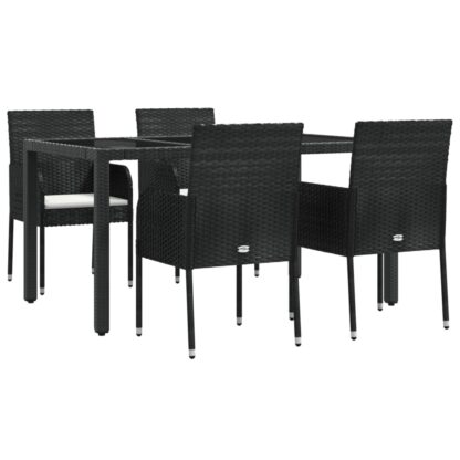 5-tlg. Garten-Essgruppe mit Kissen Schwarz Poly Rattan - Image 3