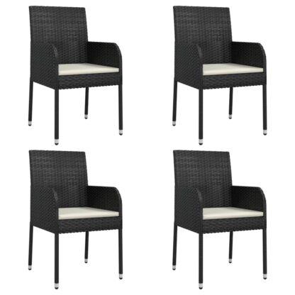 5-tlg. Garten-Essgruppe mit Kissen Schwarz Poly Rattan - Image 4