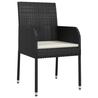5-tlg. Garten-Essgruppe mit Kissen Schwarz Poly Rattan - Image 5