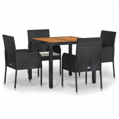 5-tlg. Garten-Essgruppe mit Kissen Schwarz Poly Rattan - Image 2