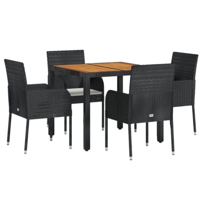5-tlg. Garten-Essgruppe mit Kissen Schwarz Poly Rattan - Image 3