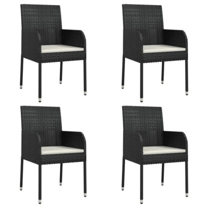 5-tlg. Garten-Essgruppe mit Kissen Schwarz Poly Rattan - Image 4