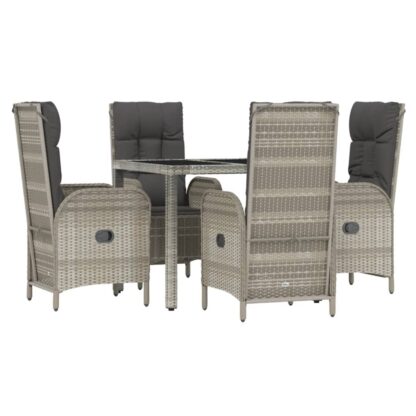 5-tlg. Garten-Essgruppe mit Kissen Grau Poly Rattan - Image 3