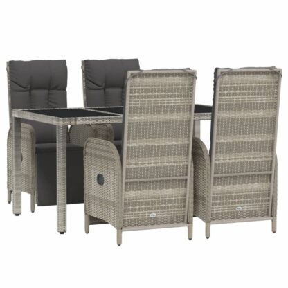 5-tlg. Garten-Essgruppe mit Kissen Grau Poly Rattan - Image 3