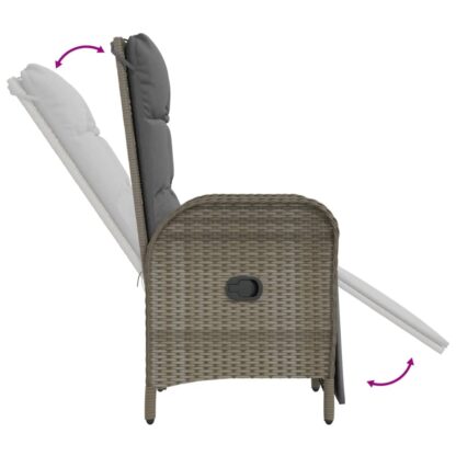 5-tlg. Garten-Essgruppe mit Kissen Grau Poly Rattan - Image 6