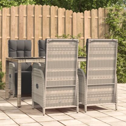 5-tlg. Garten-Essgruppe mit Kissen Grau Poly Rattan