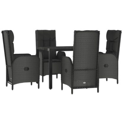 5-tlg. Garten-Essgruppe mit Kissen Schwarz Poly Rattan - Image 3