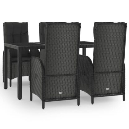 5-tlg. Garten-Essgruppe mit Kissen Schwarz Poly Rattan - Image 2